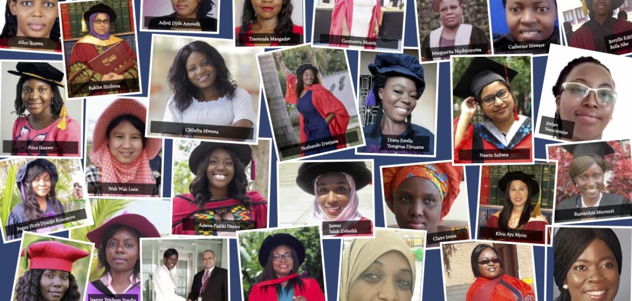 Pinboard style image of diverse PhD graduates